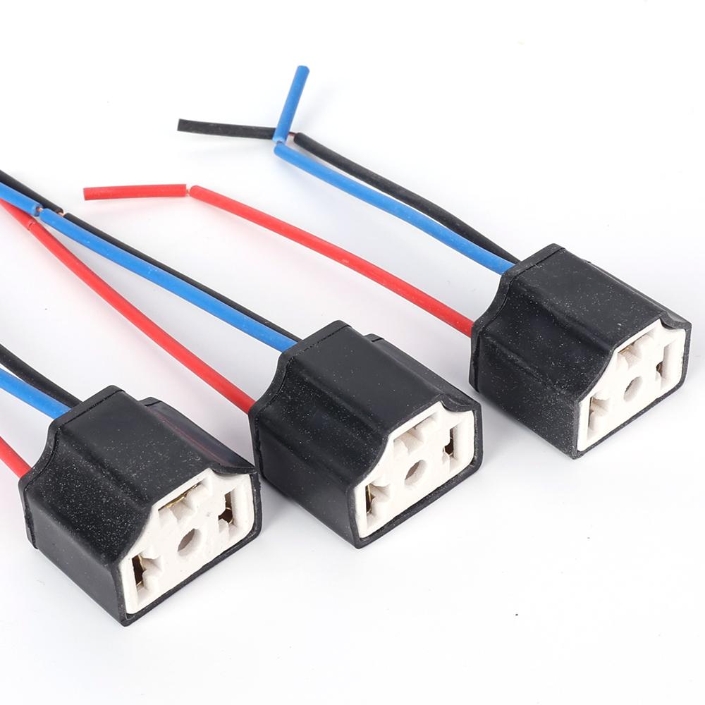H4 Automotive Headlight Bulb Holder Ceramic Three-pin Socket Headlight Connector Replacement Repair Bulb Holder Connector Plug
