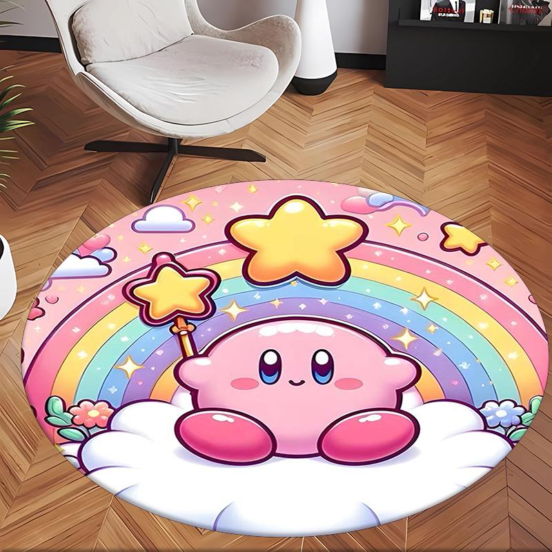 Kirby (1) Runder Büroteppich Dekorativer Bodenteppich für Büro Schlafzimmer Wohnzimmer und Wohnbereich