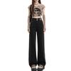 Women's High Waist Wide Leg Jeans Straight Denim Pants Fleece Lined Vintage Casual Women Denim Trousers Slimming Draped Pants