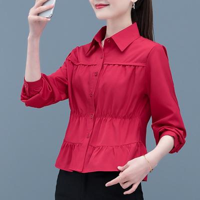 Chemise à manches longues pour femmes, couleur unie, chemisier Slim à la mode, haut court