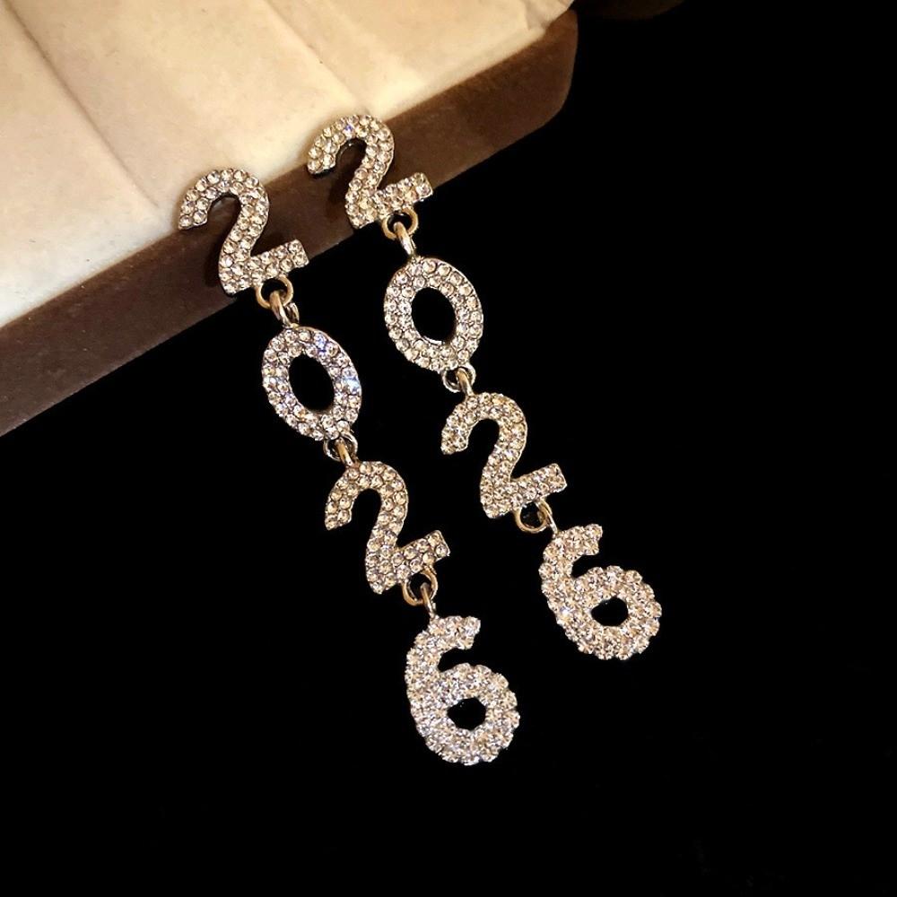 Rhinestone Happy New Year Earrings Jewelry Crystal Party Earrings Pendant 2026 Stud Earrings Girls