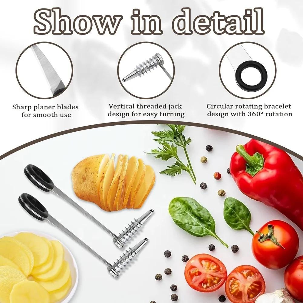 2 PCS Kitchen Spiral Slicer*2 10.8*4.3cm Stainless Steel Spiral Slicer Vegetable Cutter Manual Heat Resistant Kitchenware Tools