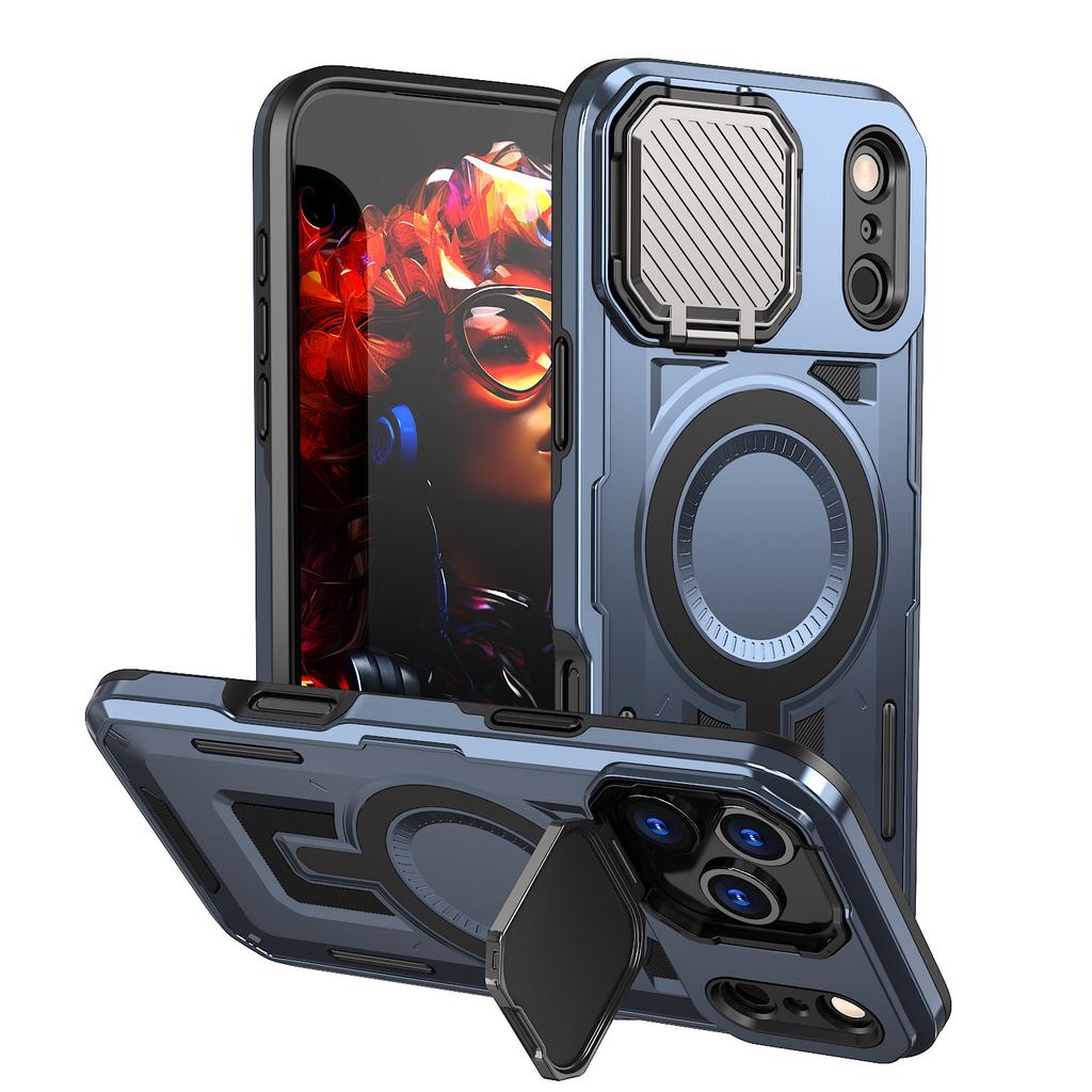 Applicable To iPhone17ProMax Aegis Mobile Phone Case Apple 16Pro Magnetic Suction 15 Bracket 14 Protective Case