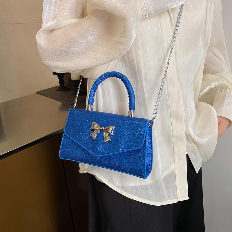 Gentle And Fashionable Bow And Shiny Single Shoulder Chain Bag For Daily Outings