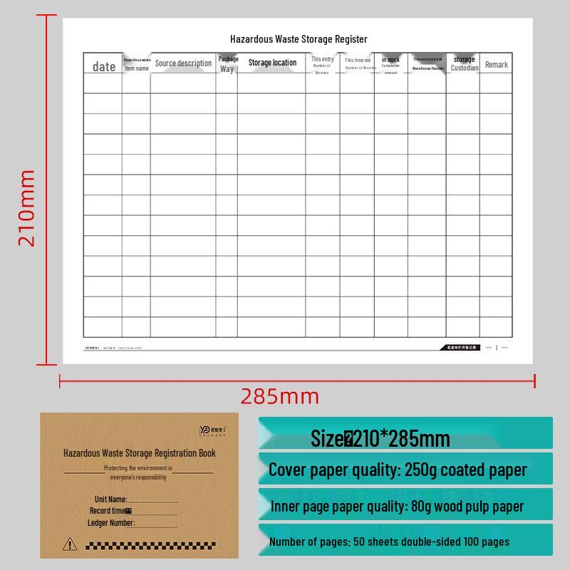 Custom Hazardous Waste Storage & Disposal Management Record Book