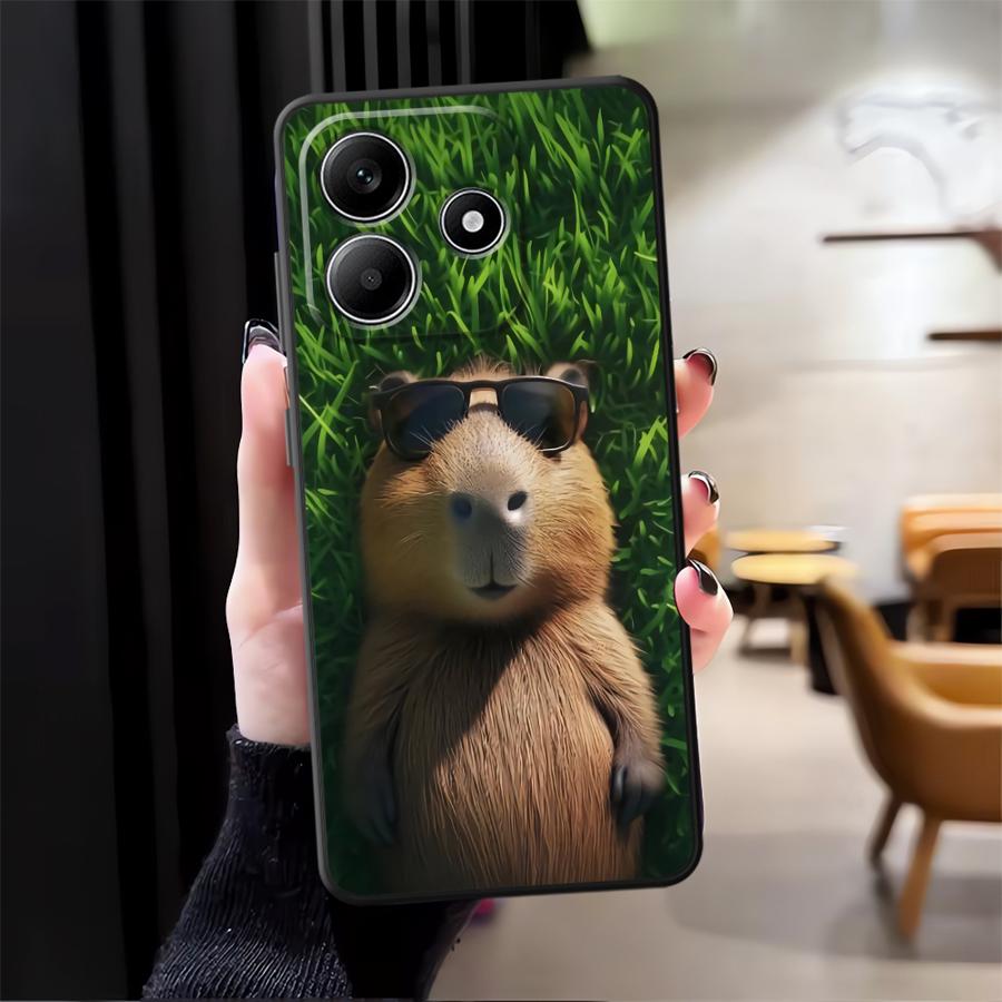 

Case for Xiaomi Redmi Note 10S 13 14 Pro Plus 11s 9S 9 10 11 12 Pro 12s 7 8 Black Soft Phone Cover Cute Capybara Redmi Note 9 Pro