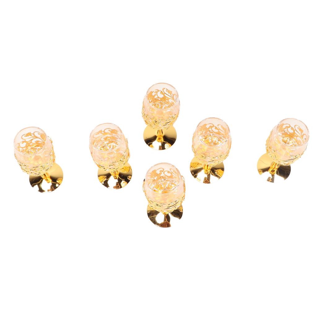 6PCS Set Vintage Wine Glasses Set Flower Embossed Pattern Transparent Glass Water Goblets