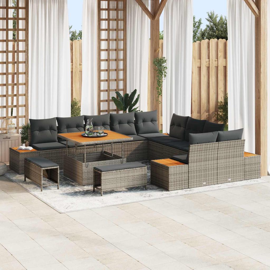 Garden Sofa Set with Cushions 13 Pcs Grey