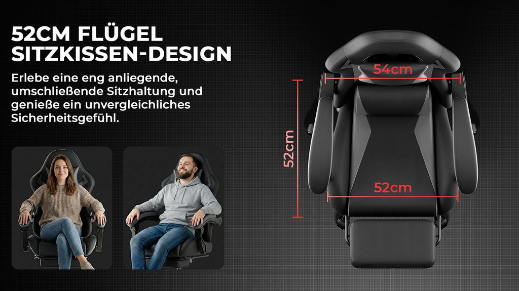 Gaming Chair Ergonomic Gaming Chair with Lumbar Cushion and Headrest, Gamer Chair Height Adjustable, PC Chair for Adults Girls Boys, Black-Grey