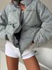 Giacca di Jeans e Cotone Vintage con Stampa Luna Curva, Collo Alto, Stile Streetwear, Calda, da Esterno, Cappotto da Donna, Vestibilità Larga, Autunno Inverno, Nuovo