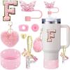 8 Pezzi Accessori per Tazza per Stanley Cup 30oz 40oz Include Coperchio Tappo Cannuccia a Farfalla Piedino in Silicone Maniglia Ciondolo Adesivo con Iniziali