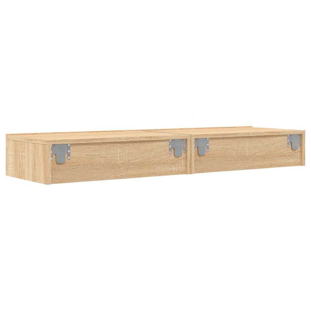 TV Cabinets with LED Lights 2 pcs Sonoma Oak 60 x 35 x 15.5 cm