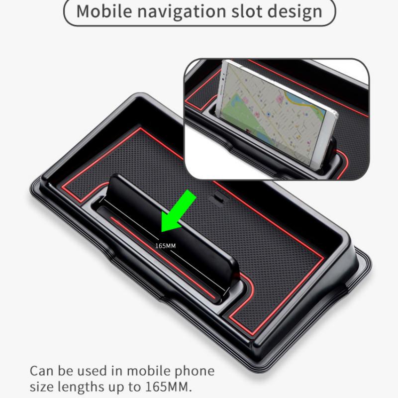 

Автомобільна внутрішня приладова панель зберігання чохла для карток телефон органайзер червоний/чорний