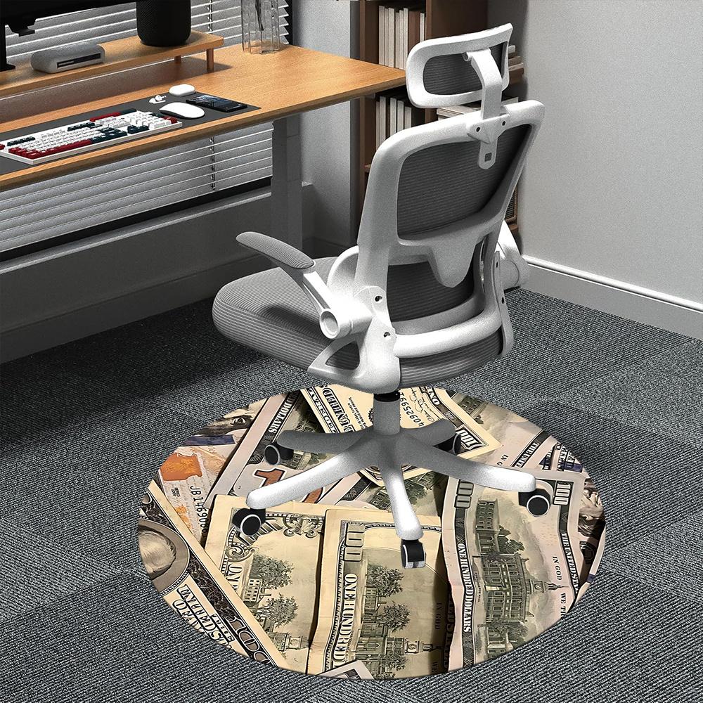 

1pc Money Currency Office Round Area Rug, Indoor Mat Suitable ForOffice, Under Office Chairs Bedroom Living Room Home Decor, Room Deco q094 80cm by 80cm