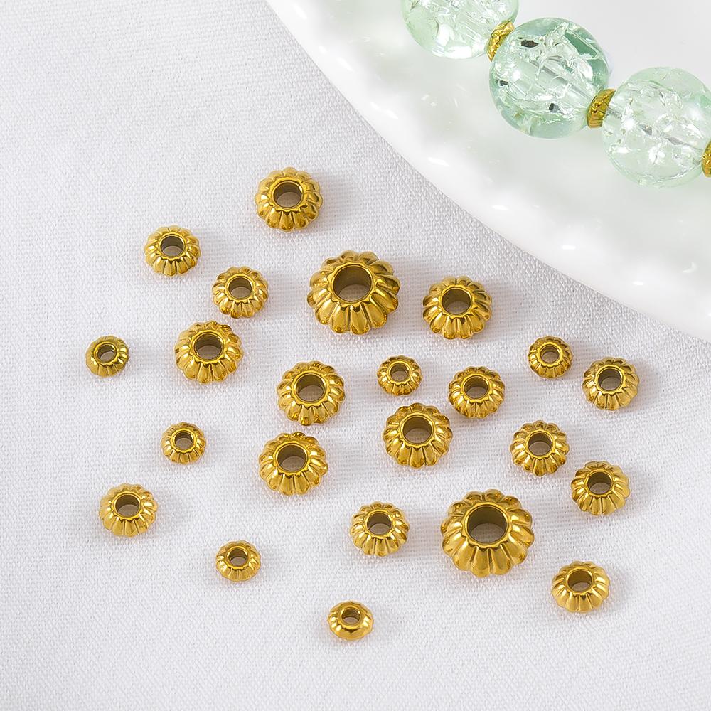 10pc 20pcs 4/5/6/8mm Stainless Steel Daisy Flower Spacer Beads Gold Plated Loose Bead Cap DIY Needlework Jewelry Making Bracelet