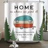Camper Shower Curtain Happy Camper Trailer Car Rv Forest Mountain Tent Camping Bathroom Shower Curtain Waterproof Bath Curtain
