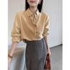 Spring Fashion Blue Polo Collar Blouse Women Loose Fit Long Sleeve Shirt Casual Office