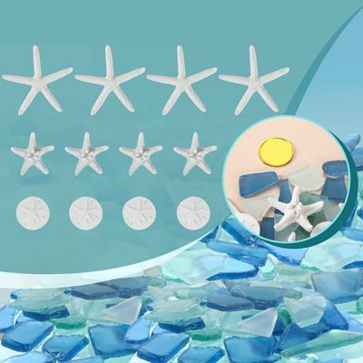 1 Set Resin Starfish Sand Dollars Sea Glass Ocean Themed Crafts DIY Accessories Coastal Decorations for Beach Weddings Nautical Party Decor