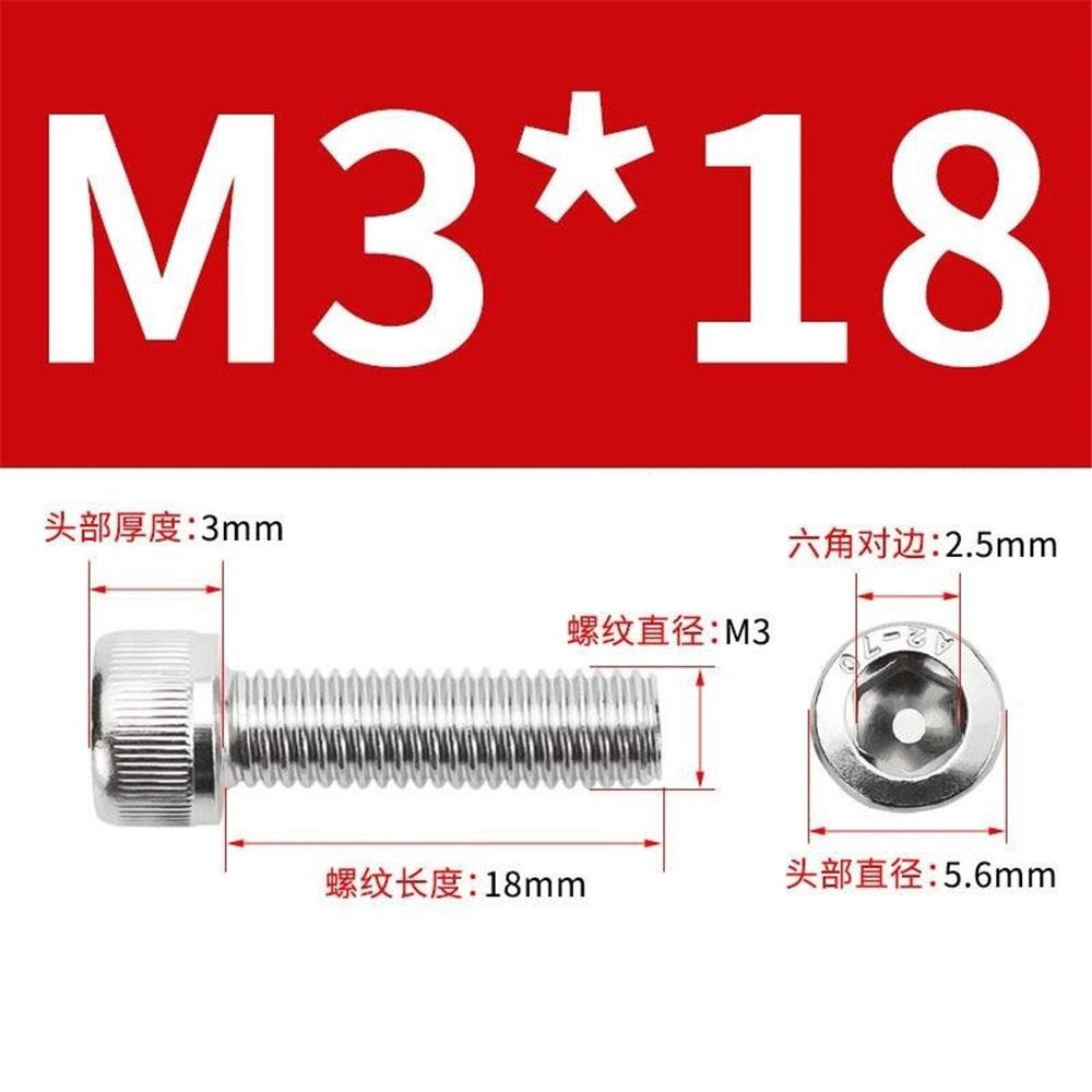 50 Pcs M3 x 8 mm hexagon socket screws, 304 stainless steel hexagon socket drive machine screws