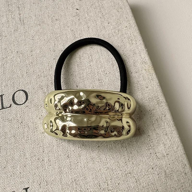 2024 New Metal Irregular Golden Color Hair Bands Elastic Hair Scrunchies Hair Rope Headbands Women Girls Hair Accessories Gifts