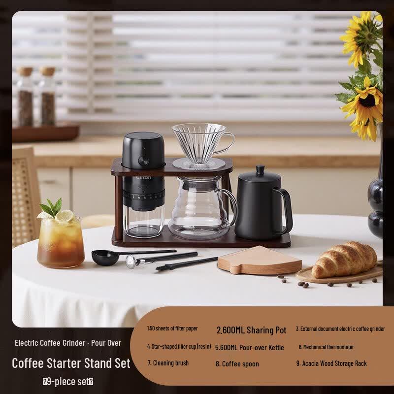 Portable Hand-Pour Coffee Brewing Set with Grinder