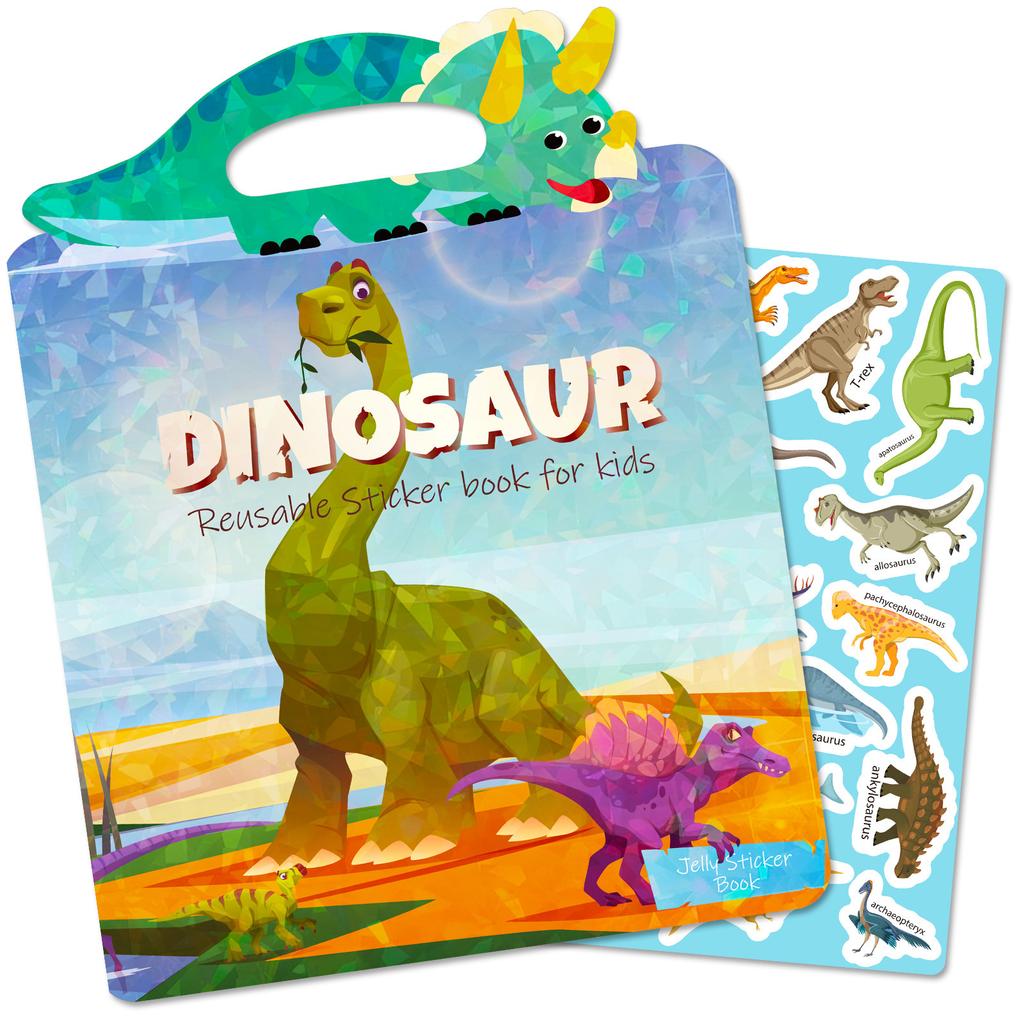Children'S Quiet Book Concentration Cultivation Dinosaur Can Repeatedly Paste Portable Jelly Sticker Book