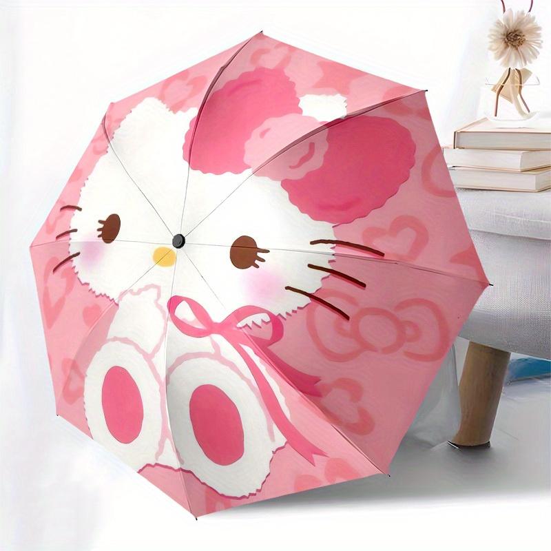 1pc Hello Kitty Pink Background Umbrella with Plastic Handle,Suitable for All Seasons Home Travel Outdoor UmbrellaSanlio699