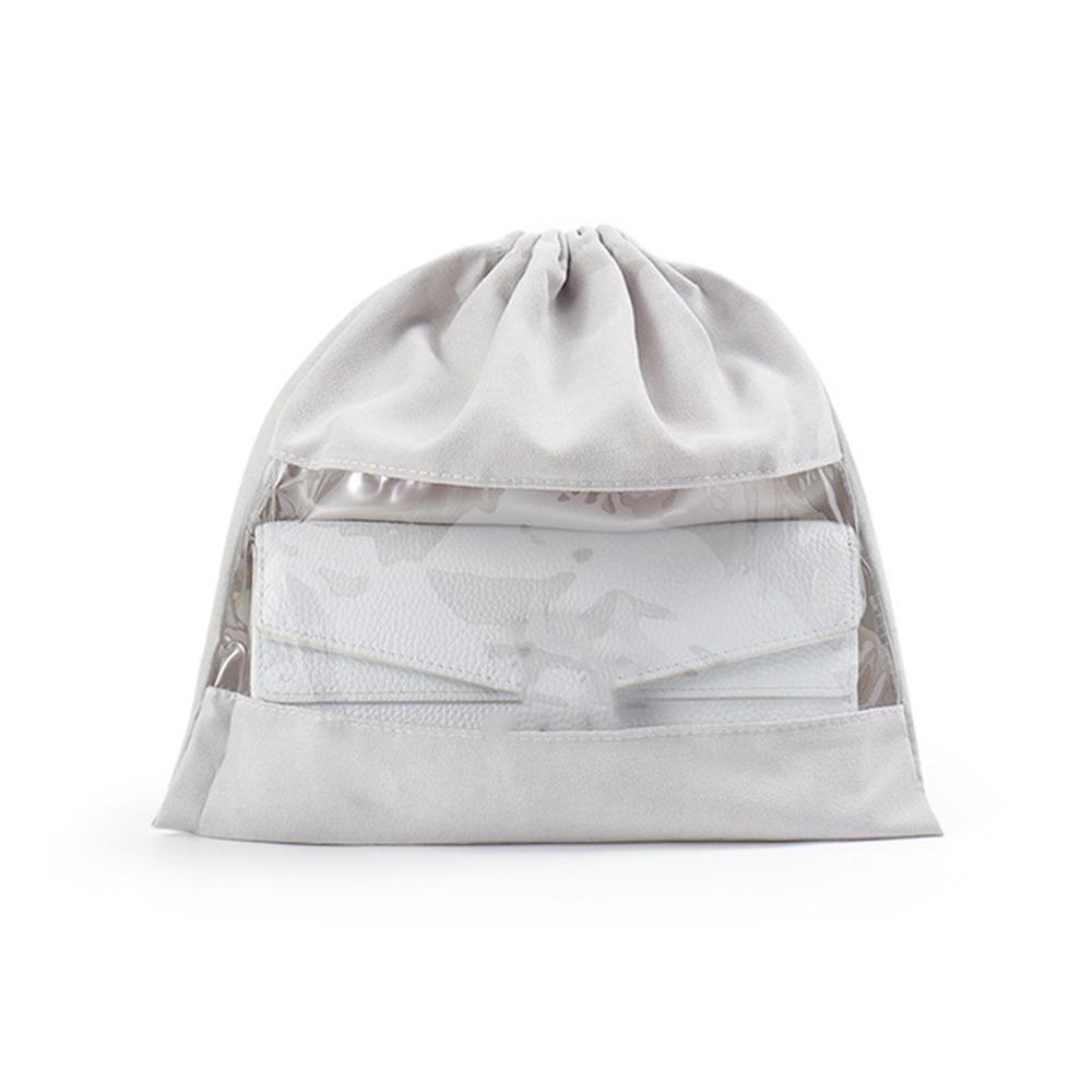 

Transparent Window Handbag Dustproof Bag Washable Drawstring Bag Home Storage White-S