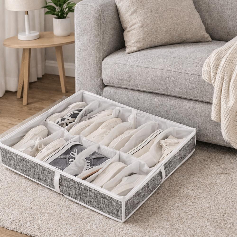 Large Capacity Under Bed Shoe Storage Box 12 Grids Shoes Organizer Shoe Storage Bin  Bedroom