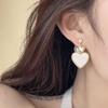 Elegant White Shell Heart Pearl Earrings For Women Sweet Gold Tone Dangle Earrings