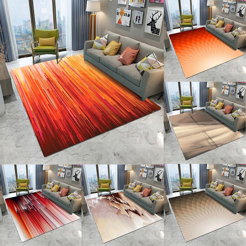 Abstract Geometric Pattern Floor Mat Various Styles with Colorful Stripes and Radial Shapes NonSlip Rug for Home Decor