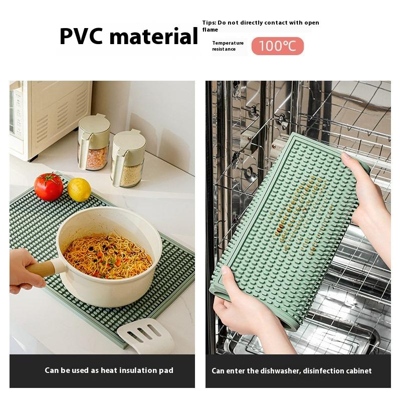 3 Pcs Silicone Quick-drying Non-slip Easy-to-clean Heat-resistant Dish Mat Set