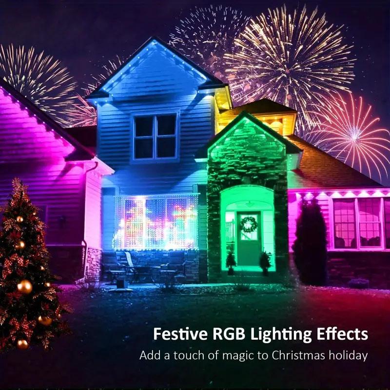 Permanent Outdoor Lighting Lights RGB Smart Eaves Light Bluetooth Remote APP Control Music Sync Timer Waterproof Holiday Decor