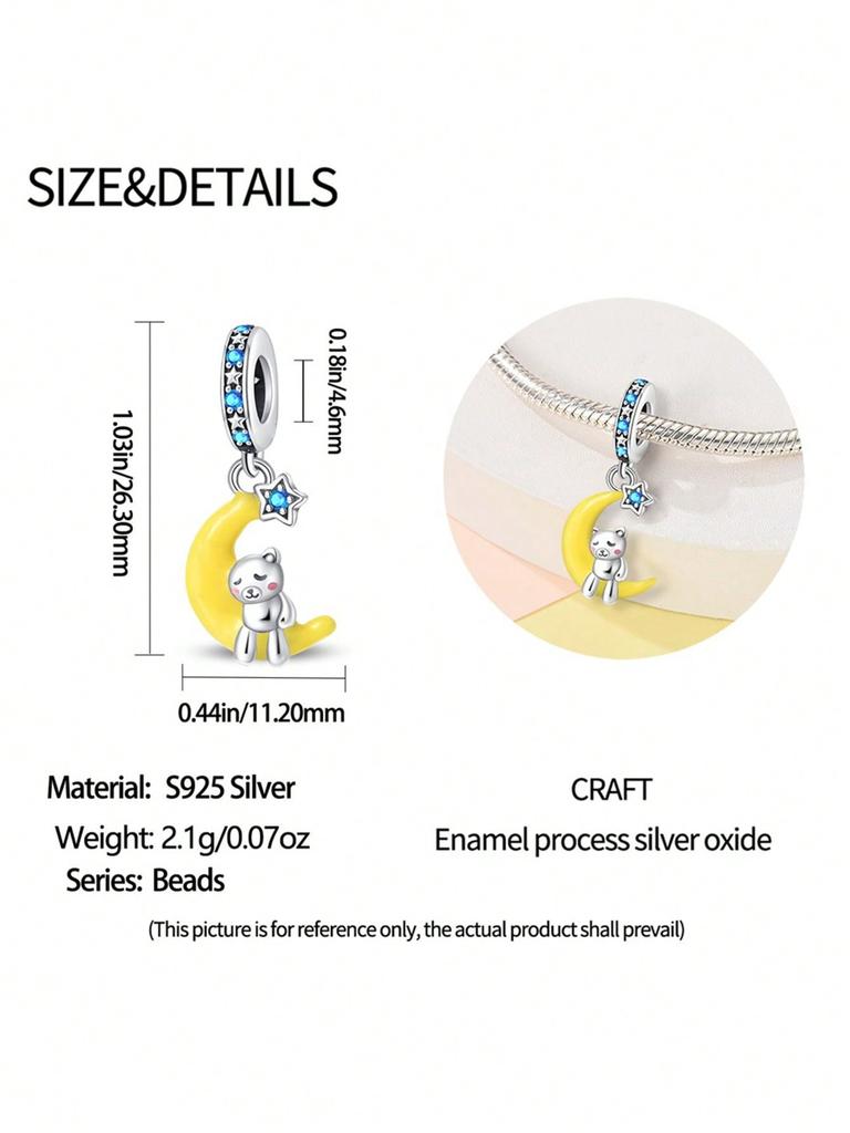 Charms Plata Starry Sky Moon Beads For Charmsoriginales Bracelet Beads Jewellery Making Women'S Gift