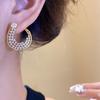 Real gold electroplated zircon flower ear buckle European and American retro fashion temperament earrings light luxury high-end earrings women