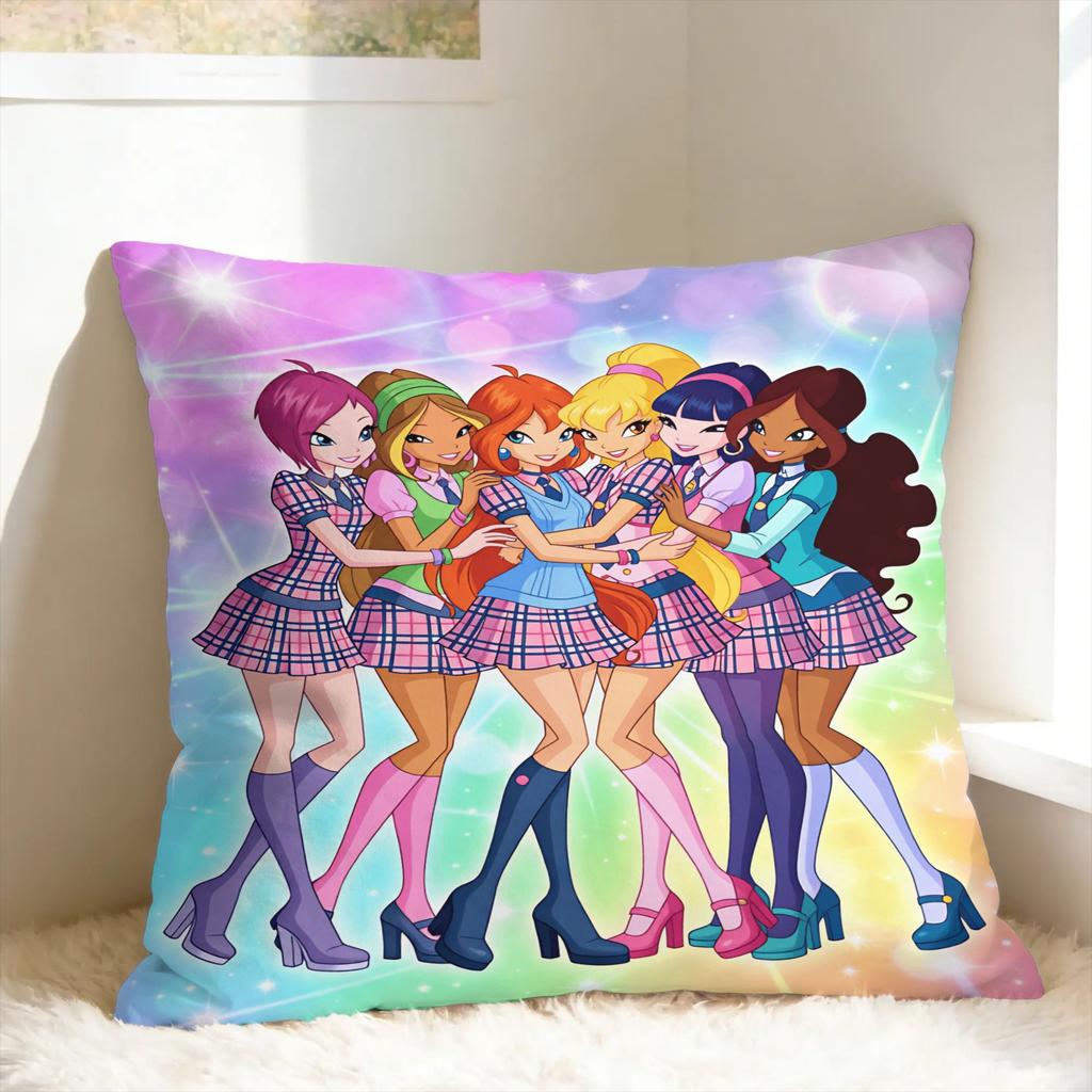 Cartoons W-winXs Clubs Pillow Case Square Pillow Cover Funny Pillowcases For Wedding Party Home Decor
