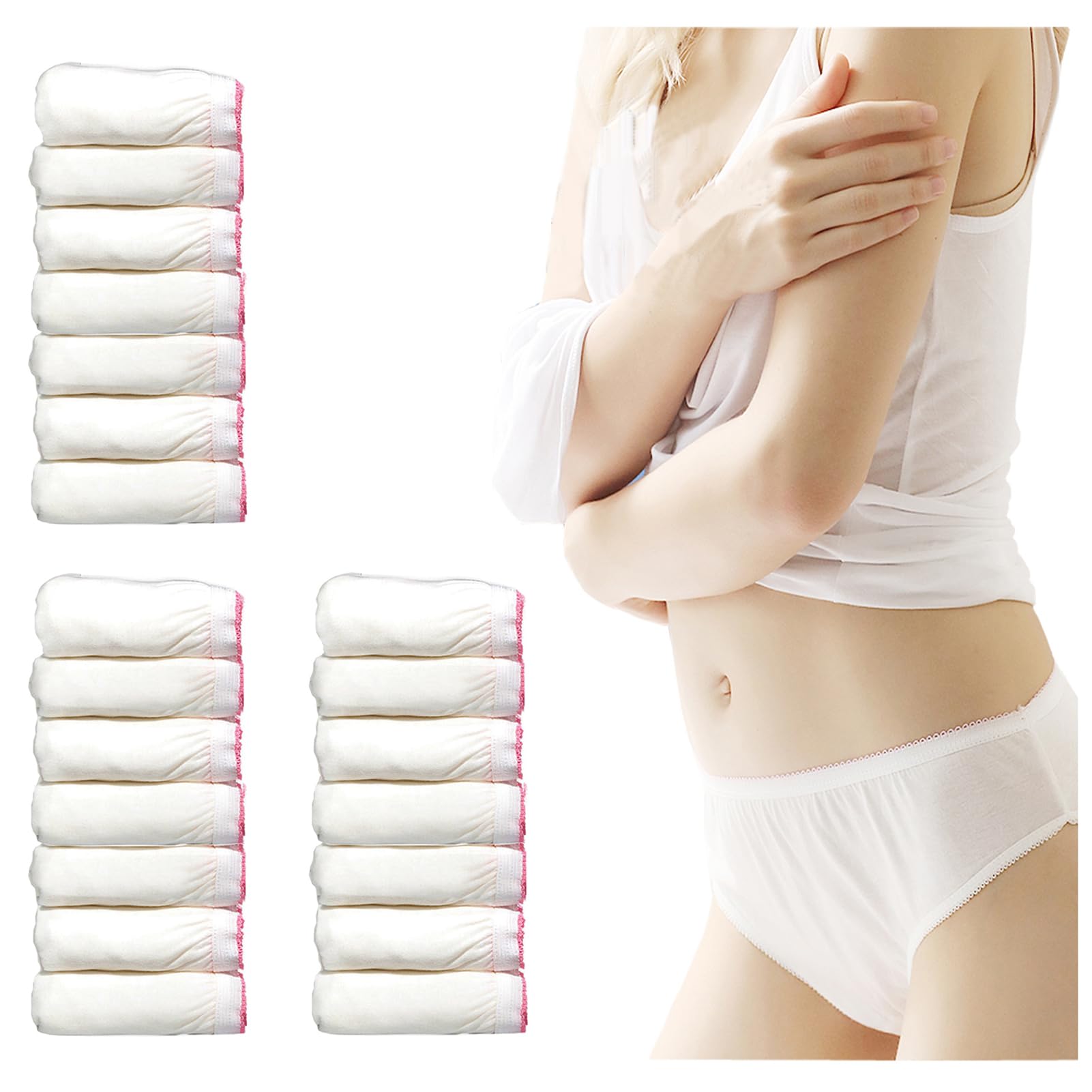 

21 pieces of disposable underwear for cotton white primary individually for travel disaster business trip convenient for going out women, 100% белый