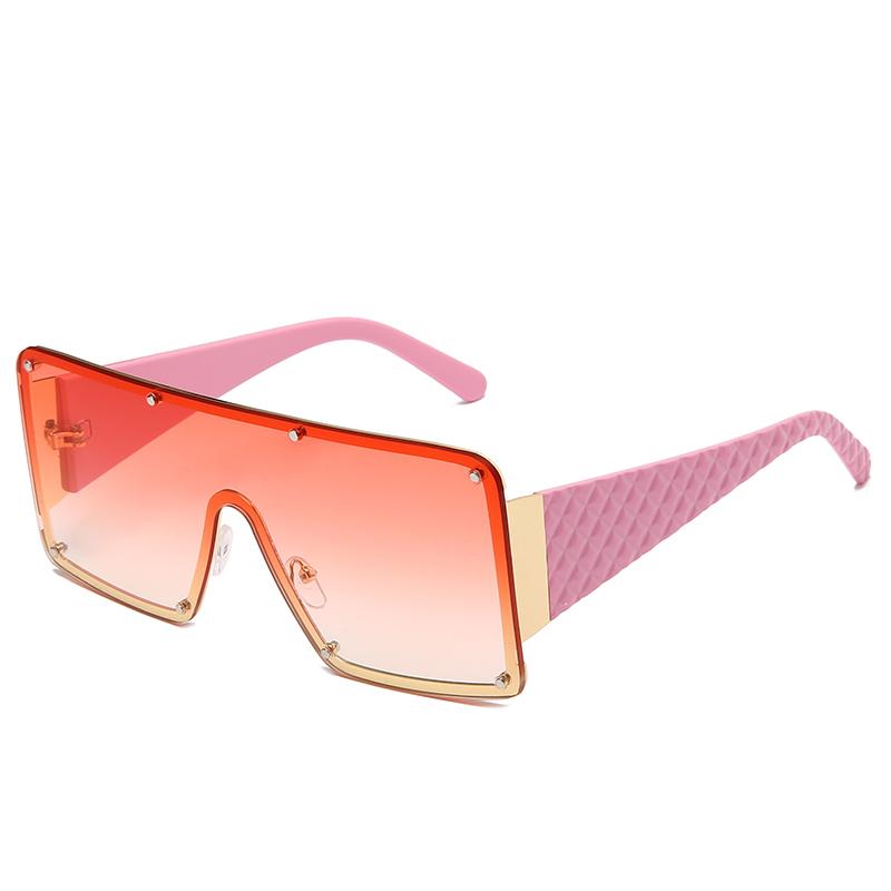 NWOGLSS 58287 Colorful Metal Square Oversized Fashion Conjoined Sunglasses