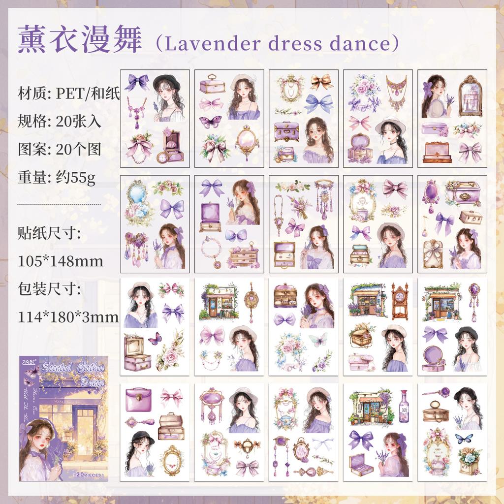 Cute Girl PET Sticker Book - 20pcs Cartoon Character Die-Cut Decals for Journal & Scrapbooking