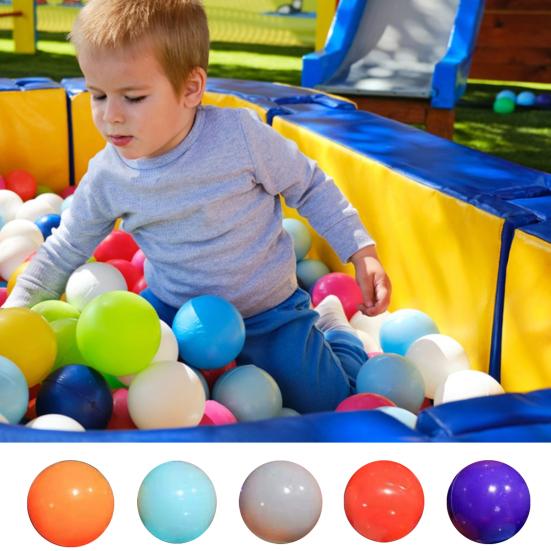 100 ks/sada Colorful Pit Ball 5 barev Zahuštěný PE odolný proti rozdrcení BPA ftalát Bezpečné Vnitřní Venkovní Dětské Batole Dětská kulatá sada kulečníkových hraček s oceánským míčem