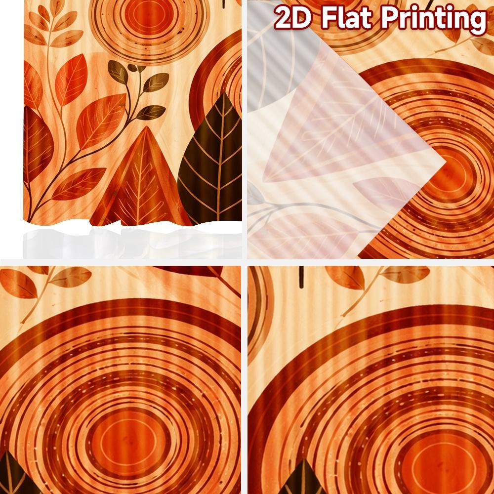 2D Flat Printing 2pcs Curtain Party Curtain Autumn Leaves and Circles Digital Printed Polyester Drapes All Season Party &