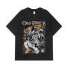 275 GSM Washed T-shirts 100% Cotton One Piece V48 Luffy Lucci Print Unisex Heavy Cotton T Shirt
