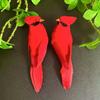3 Pcs Lifelike Artificial Red Feather Birds Hanging Ornaments for Garden Yard Home Wedding Holiday Decoration