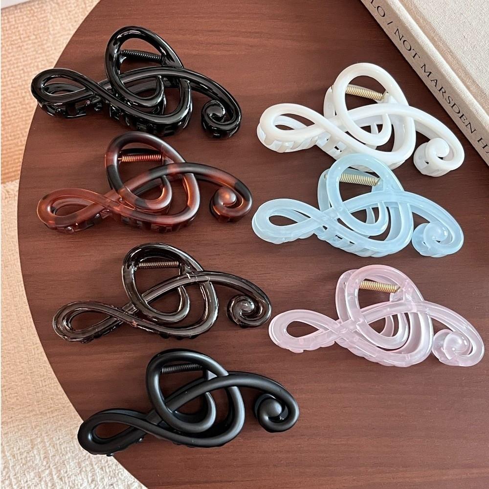 Solid Color Musical Note Hair Clip Non-Slip Large Barrettes Retro Hair Claw Clips Women