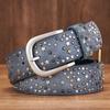 New Fashion Women's Rivet Belts Punk Rock Style Male Belt for Lady PU Leather Sequins Metal Buckle Wide Metal Star Rivet Bead