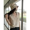Danren Kochi Linen Ice Silk Lapel Vest Vest Women's Summer Premium V-Neck Skinny Sleeveless Polo Top