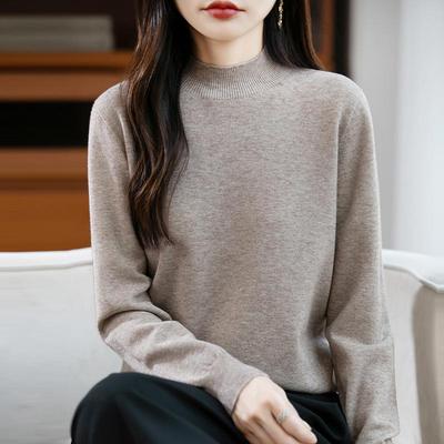 2026 Autumn/Winter Women's Korean Style Half-High Neck Knit Pullover Sweater