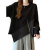 Women's Clothing Irregular Design Long-Sleeve Zipper Sweatshirt Female Spring & Fall Fat Sister Slim Looking Belly Covering Easiest for Match Tops