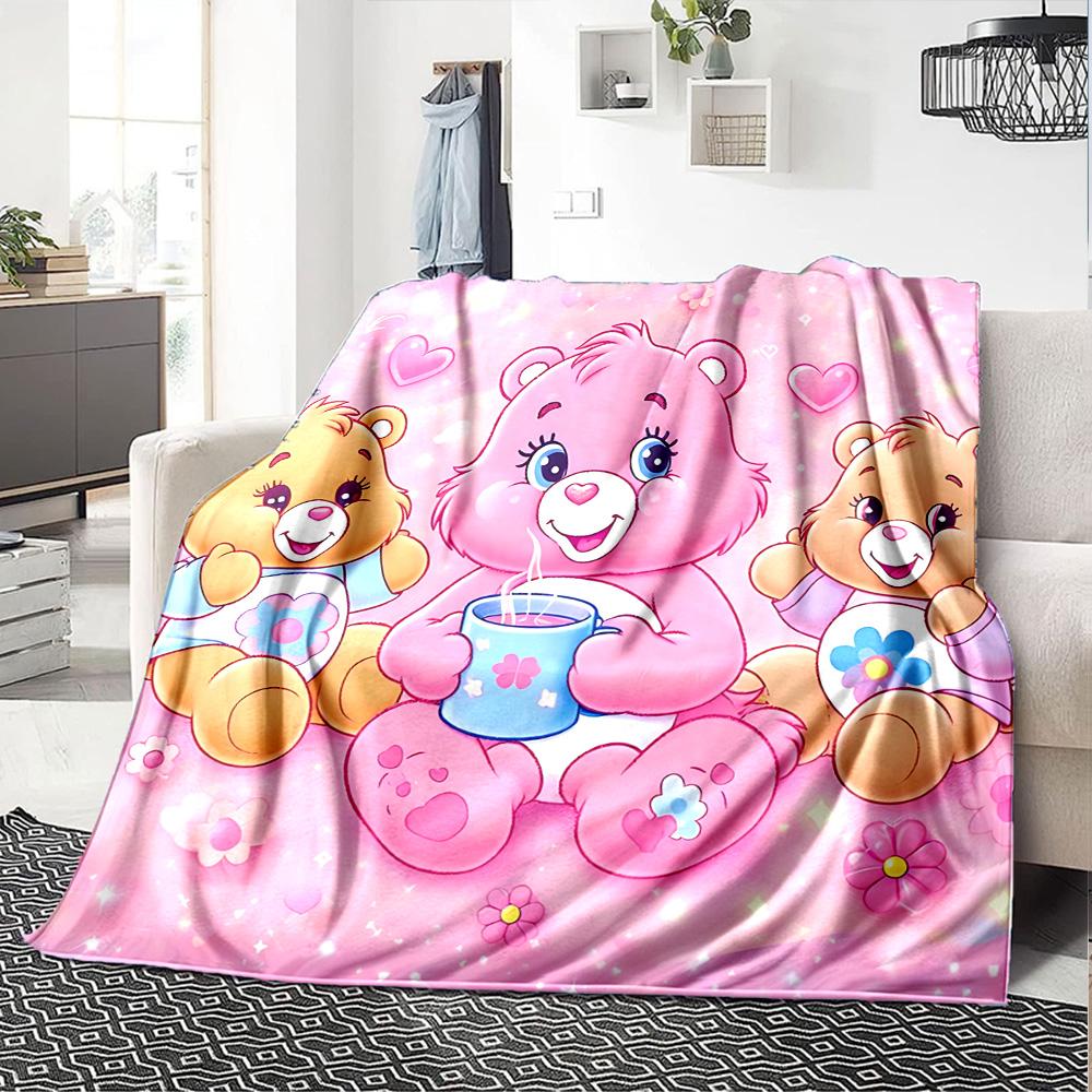 1pc Care Bears Unlock Magic Flannel Blanket for Super Soft Cute Comfort Blanket for Travel Bedding Couch Sofa Blanket Y73033