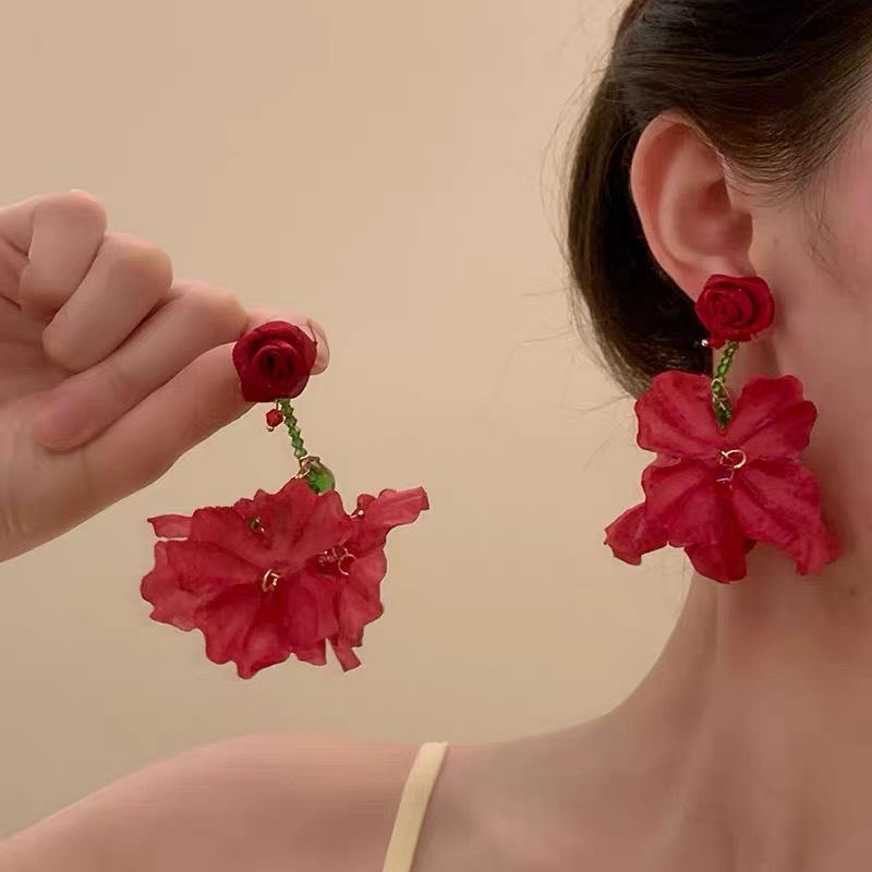 Silberne Nadel Strass Blume Quaste Brautohrringe, Vielseitige Ohrstecker für Damenmode.